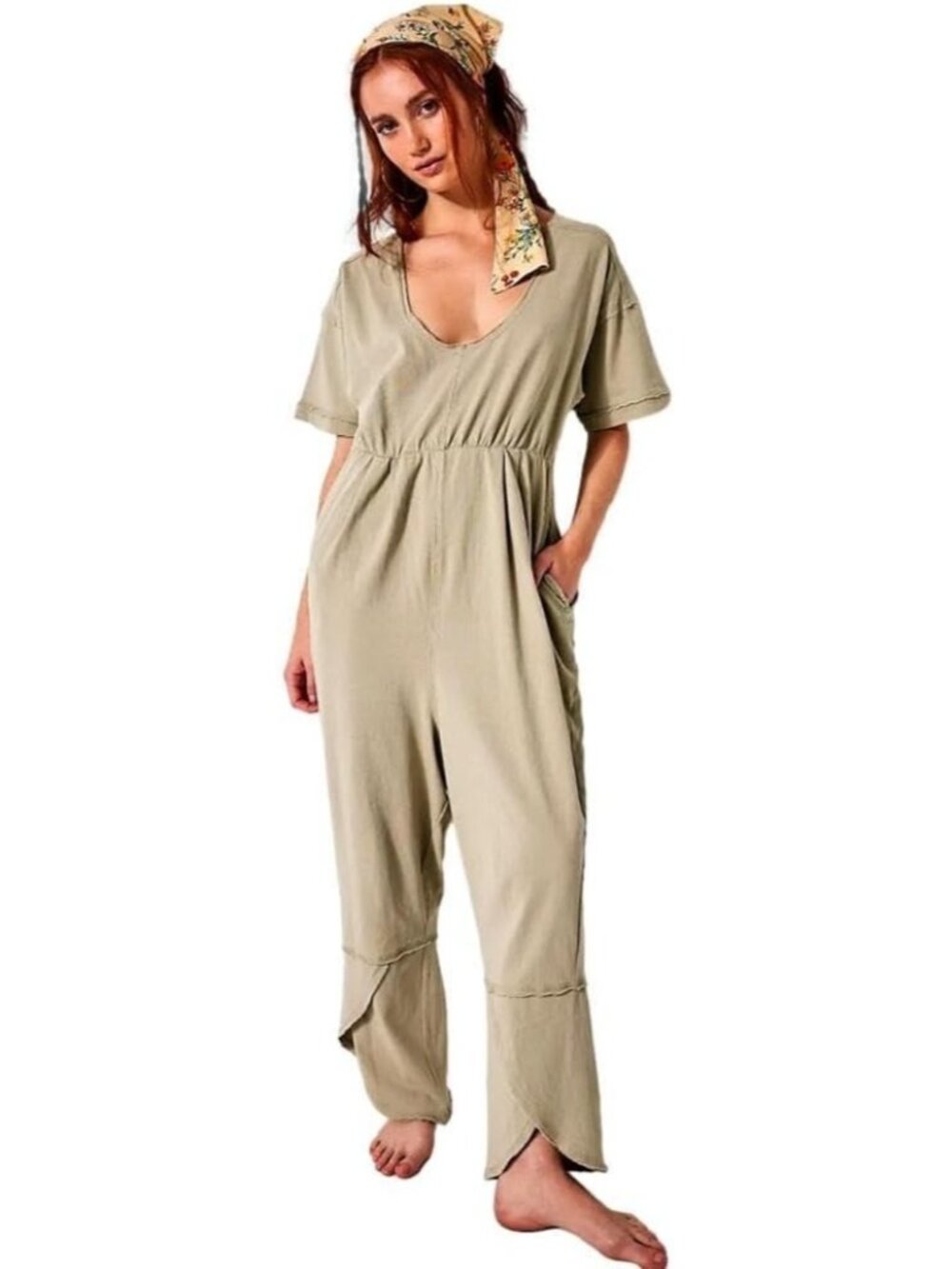 Free People Good Side Moss Romper Lime Bean ( XS )